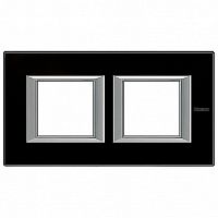 Рамка 2 поста AXOLUTE, горизонтальная, черное стекло |  код. HA4802M2HVNN |  Bticino